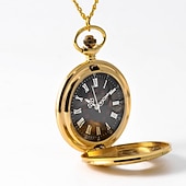 economico Orologio da taschino-Orologio da Tasca per Uomini con Numeri Romani Orologio a Quarzo Steampunk Orologio da Tasca per Donne Uomini Collana Pendente Analogico Quarzo Vintage Cassa Grande In Lega Titanio