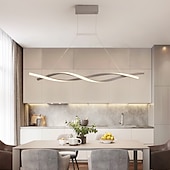 voordelige Eilandlichten-2-lichts 80/100cm led hanglamp aluminium lijn design curl wave design verstelbare kroonluchter nordic style eetkamer woonkamer verlichting 36w 110-240v alleen dimbaar met afstandsbediening