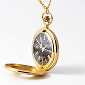 economico Orologio da taschino-Orologio da Tasca per Uomini con Numeri Romani Orologio a Quarzo Steampunk Orologio da Tasca per Donne Uomini Collana Pendente Analogico Quarzo Vintage Cassa Grande In Lega Titanio