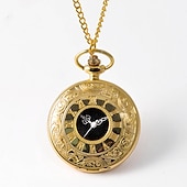 economico Orologio da taschino-Orologio da Tasca per Uomini con Numeri Romani Orologio a Quarzo Steampunk Orologio da Tasca per Donne Uomini Collana Pendente Analogico Quarzo Vintage Cassa Grande In Lega Titanio