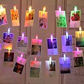 cheap Battery String Lights-Photo Clip String Lights 10M with 100 Clips LED Fairy Lights for Dorm Party Garland Christmas Decoration Party Wedding Christmas String Lights