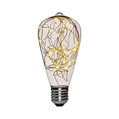 ieftine Lămpi Cu Filament LED-led fairy string noapte bec t64 e26 alb cald edison șurub bliț înstelat sârmă decorativă lumină pentru festival de Crăciun neregulabil