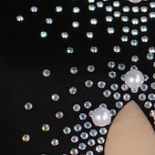 billige Klær til latindans-dans salsa latinsk dansekjole ruching krystaller / rhinestones kvinners performance langermet spandex organza
