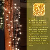 economico Strisce LED-20m Fili luminosi 200 LED Telecomando a 17 tasti 1 set Bianco caldo Colori primari Bianco Impermeabile Accorciabile USB Alimentazione USB