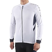preiswerte Radtrikot Herren-Arsuxeo Herren Langarm Fahrradtrikot Winter Polyester Dunkelgrau Weiß Grau Volltonfarbe Fahhrad Trikot / Radtrikot Bergradfahren Straßenradfahren Reflexstreiffen Tasche auf der Rückseite Sport