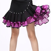 abordables Ropa de baile latino-Baile Latino Faldas Fruncido Combinación Cristales / diamantes de imitación Mujer Entrenamiento Rendimiento Gasa Seda Sintética
