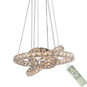 abordables Lustres uniques-3 anneaux led lustre en cristal luminaires suspendus luminaires suspendus éclairage colgante lampe lustre moderne 110-120v 220-240v