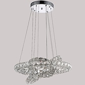 abordables Lustres uniques-3 anneaux led lustre en cristal luminaires suspendus luminaires suspendus éclairage colgante lampe lustre moderne 110-120v 220-240v