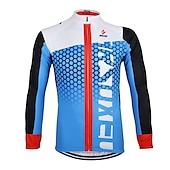 halpa Miesten pelipaidat-Arsuxeo Miesten Pitkähihainen Pyöräily jersey Musta / Vihreä Valkoinen+punainen Sininen / musta Pyörä Jersey Topit Hengittävä Nopea kuivuminen Anatominen tyyli Urheilu 100% polyesteri Maastopyöräily