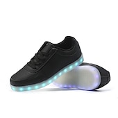 ieftine Adidași Bărbați-adidași albi pentru bărbați, cu lumină LED, cu închidere cu șireturi, pentru o ținută la modă și pe timp de noapte