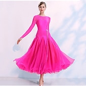 preiswerte Standard-Tanzsaal-Für den Ballsaal Kleid Kombination Kristalle / Strass Damen Training Leistung Langarm Elasthan Organza Polyster