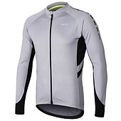 preiswerte Radtrikot Herren-Arsuxeo Herren Langarm Fahrradtrikot Winter Polyester Dunkelgrau Weiß Grau Volltonfarbe Fahhrad Trikot / Radtrikot Bergradfahren Straßenradfahren Reflexstreiffen Tasche auf der Rückseite Sport