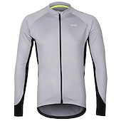 preiswerte Radtrikot Herren-Arsuxeo Herren Langarm Fahrradtrikot Winter Polyester Dunkelgrau Weiß Grau Volltonfarbe Fahhrad Trikot / Radtrikot Bergradfahren Straßenradfahren Reflexstreiffen Tasche auf der Rückseite Sport