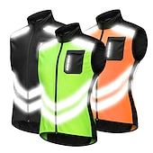 voordelige Herenjassen &amp; Gilets-WOSAWE Voor heren Wielrenvest Mouwloos Bergracen Wegwielrennen Marine Zwart Groen Fietsen Ves / Mouwloos Shirt Winddicht Reflecterende strips Achterzak Sport Effen Kleur Kleding / Gevorderd / Rekbaar