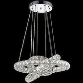 abordables Lustres uniques-3 anneaux led lustre en cristal luminaires suspendus luminaires suspendus éclairage colgante lampe lustre moderne 110-120v 220-240v