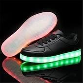 ieftine Adidași Bărbați-adidași albi pentru bărbați, cu lumină LED, cu închidere cu șireturi, pentru o ținută la modă și pe timp de noapte