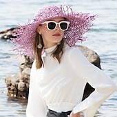 voordelige Feesthoeden-hoeden hoofddeksels strohoed van natuurlijke vezels casual klassiek klassiek retro met hoofddeksel in zuivere kleur