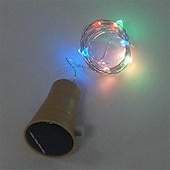 economico Striscie luci ad energia solare-luce solare esterna della stringa ha condotto la luce solare del giardino 2m 20led bottiglia di vino ad energia solare a forma di sughero stringa di filo di rame principale luce esterna festival