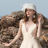 Недорогие Вечеринковые шляпы-Фасцинаторы шляпы лен перо шляпа Bowler  Cloche шляпа солнца цилиндр свадебные повседневные Кентукки скачки день дамы романтическая свадьба принцесса с головным убором головные уборы платья чтобы