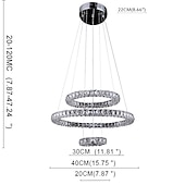 abordables Lustres uniques-3 anneaux led lustre en cristal luminaires suspendus luminaires suspendus éclairage colgante lampe lustre moderne 110-120v 220-240v
