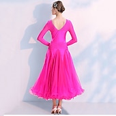preiswerte Standard-Tanzsaal-Für den Ballsaal Kleid Kombination Kristalle / Strass Damen Training Leistung Langarm Elasthan Organza Polyster