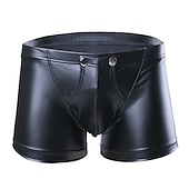 billiga Herrboxers-Herr 1-pack Underkläder Boxershorts Nit Nylon Låg Midja Vanligt Svart
