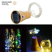 economico Striscie luci ad energia solare-luce solare esterna della stringa ha condotto la luce solare del giardino 2m 20led bottiglia di vino ad energia solare a forma di sughero stringa di filo di rame principale luce esterna festival