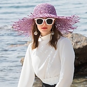 voordelige Feesthoeden-hoeden hoofddeksels strohoed van natuurlijke vezels casual klassiek klassiek retro met hoofddeksel in zuivere kleur