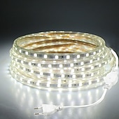 お買い得  防水ストリップライト-導かれたストリップライト防水30m98.4fttiktokライト5050smd 1800ledseuプラグ付き暖かい白白赤黄青緑家のダイニングリビングルームバー用の切断可能