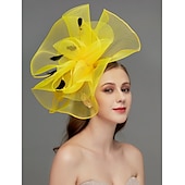billiga Hattar och fascinators-Nät Fascinatorer  Huvudbonad  Huvudprydnad med Fjäder  Blomma  Trim 1 PC Bröllop  Speciellt Tillfälle  Te-Parti Huvudprydnad Klä dig för att imponera Fascinators Race Day Klänning