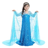 abordables Costumes pour filles-La Reine des neiges Princesse Elsa Robe Robe de demoiselle d&#039;honneur Combinaison A-ligne Robe à Motifs Cosplay de Film for Fille Journée des enfants Mascarade Mariage robe demoiselle d honneur