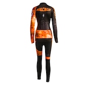 お買い得  婦人服のセット-Malciklo 女性用 長袖 ビブタイツ付きサイクリングジャージー - ホワイト / ブラック プラスサイズ バイク サイクリングタイツ / 洋服セット, 高通気性, 3Dパッド, 速乾性 クールマックス®, ライクラ パッチワーク / 高弾性 / 上級