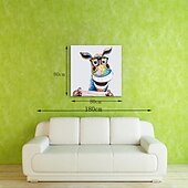 tanie Obrazy ze zwierzętami-Hang-Malowane obraz olejny Ręcznie malowane Kwadrat Zwierzęta Pop art Nowoczesny Naciągnięte płótka / Rozciągnięte płótno