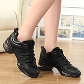 cheap Dance Sneakers-Women&#039;s Black Dance Sneakers with Gold Accents – Lightweight Breathable Lace-Up Athletic Shoes for Hip-Hop and Jazz