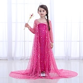 abordables Costumes pour filles-La Reine des neiges Princesse Elsa Robe Robe de demoiselle d&#039;honneur Combinaison A-ligne Robe à Motifs Cosplay de Film for Fille Journée des enfants Mascarade Mariage robe demoiselle d honneur
