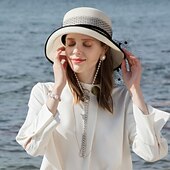 preiswerte Partyhut-Polyester-Strohhüte mit Schneefang / Zierleiste 1pc lässige Kopfbedeckung