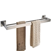 billige Tilbehørssett til badet-baderomstilbehør sett 4 deler rustfritt stål, veggmontert håndklestang, toalettpapirholder, toalettbørsteholder og kappekrok, baderomsutstyrsett (svart/gylden/krom/børstet nikkel)