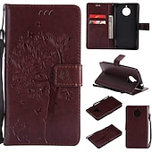 abordables Coques autres téléphones-téléphone Coque Pour Motorola Moto E4 Plus Portefeuille Clapet Portefeuille Porte Carte Arbre Fleur Dur faux cuir