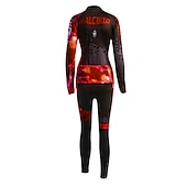 お買い得  婦人服のセット-Malciklo 女性用 長袖 ビブタイツ付きサイクリングジャージー - ホワイト / ブラック プラスサイズ バイク サイクリングタイツ / 洋服セット, 高通気性, 3Dパッド, 速乾性 クールマックス®, ライクラ パッチワーク / 高弾性 / 上級