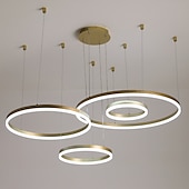 Χαμηλού Κόστους Πολυέλαιοι-4φωτα led 110w κυκλικός πολυέλαιος led μοντέρνα κρεμαστά φώτα χρυσό καφέ για σαλόνι μπαρ δωμάτιο γραφείο 4 στρώσεις dimmable με τηλεχειριστήριο ρυθμιζόμενο μόνο με τηλεχειριστήριο