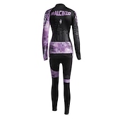 お買い得  婦人服のセット-Malciklo 女性用 長袖 ビブタイツ付きサイクリングジャージー - ホワイト / ブラック プラスサイズ バイク サイクリングタイツ / 洋服セット, 高通気性, 3Dパッド, 速乾性 クールマックス®, ライクラ パッチワーク / 高弾性 / 上級