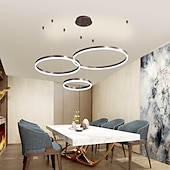 ieftine Design Cercuri-Candelabru cerc cu led 90w cu 1 lumină/ lămpi moderne cu pandantiv pentru sufragerie, cafenea, showroom/ dimensiune mare/ reglabil cu telecomandă/ wifi inteligent prin control vocal