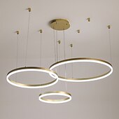 ieftine Design Cercuri-Candelabru cerc cu led 90w cu 1 lumină/ lămpi moderne cu pandantiv pentru sufragerie, cafenea, showroom/ dimensiune mare/ reglabil cu telecomandă/ wifi inteligent prin control vocal