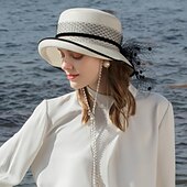 preiswerte Partyhut-Polyester-Strohhüte mit Schneefang / Zierleiste 1pc lässige Kopfbedeckung