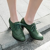 abordables Zapatos Oxford de mujer-Tacones Oxford marrones vintage para mujer: perfectos para la oficina y eventos formales, con detalles brogue y un cómodo tacón medio.