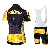 abordables Ensembles de vêtements pour femmes-Malciklo Femme Manches Courtes Maillot et Cuissard Avec Bretelles Velo Cyclisme Eté Elasthanne Lycra Polyester Rose + Blanc Violet Jaune Géométrique Britannique Grandes Tailles Vélo Maillot Collants