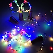 economico Striscie luci a batteria-led luci stringa bottiglia a forma di sughero decorazione di nozze all&#039;aperto 2m led notte luce stellata 30 pz 12 pz 10 pz filo di rame tappo bottiglia di vino lampada festa di nozze decorazione