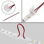 olcso Lámpatalpak és -csatlakozók-10db 2 érintkezős, egyszínű, forrasztatlan LED-es fénycsík huzalszalag csatlakozók 8mm / 10 mm-es széles, flexibilis LED-es lámpákhoz