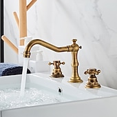 economico Multiforo-rubinetto per vasca, vasca romana diffusa in ottone antico due maniglie rubinetti per vasca a tre fori con interruttore caldo e freddo