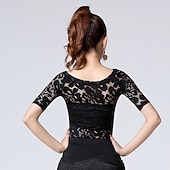 olcso Felsők és szettek-Latin tánc Felső Csipke Kombinált Női Edzés Teljesítmény Rövid ujjú Spandex Csipke